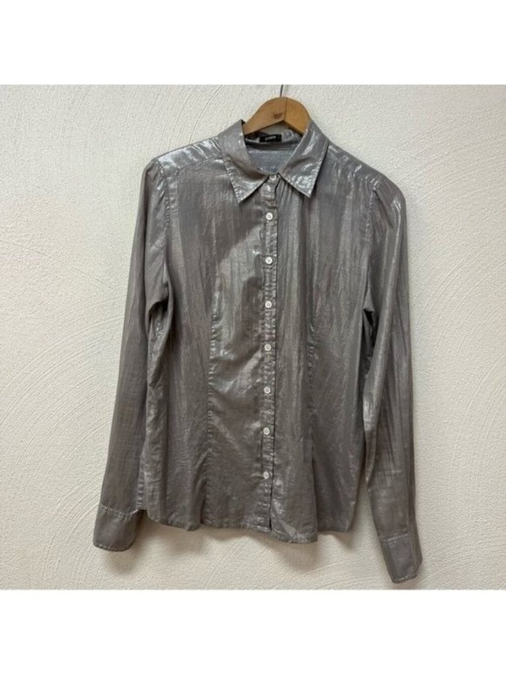 J. Crew Metallic Gray / Silver Women’s Button Up Shirt sz Small